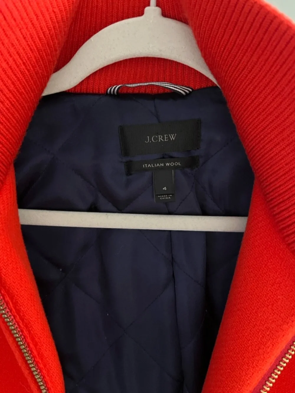 J. Crew Red Zip Front Italian Wool Jacket size 4 - Picture 2 of 3
